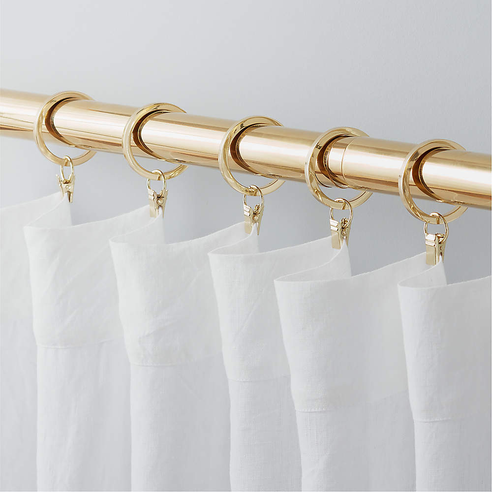 Modern Polished Brass Curtain Rings with Clips Set of 9 + Reviews