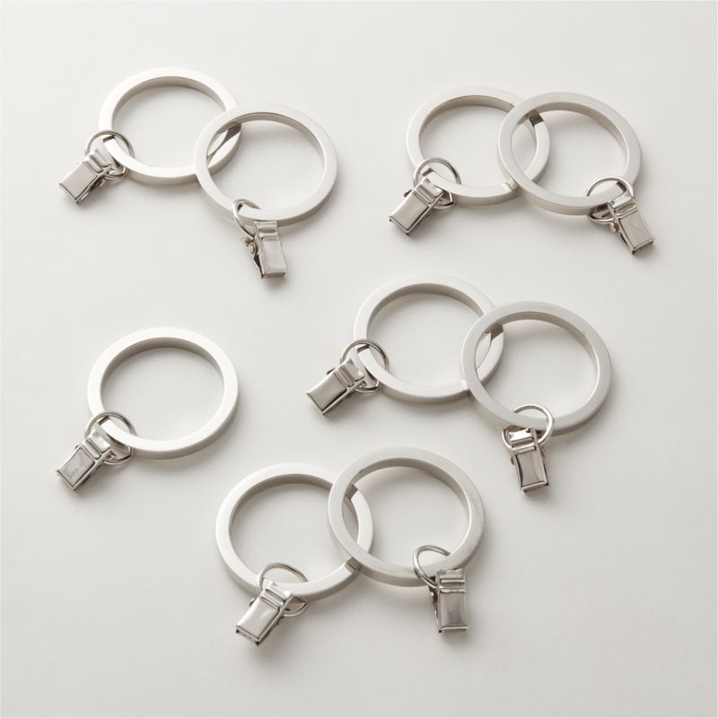 Polished Nickel Curtain Rings with Clips Set of 9 - image 0 of 3