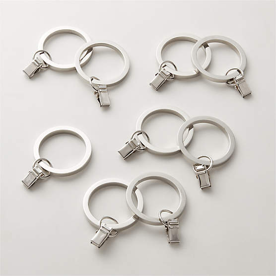 Polished Nickel Curtain Rings with Clips Set of 9