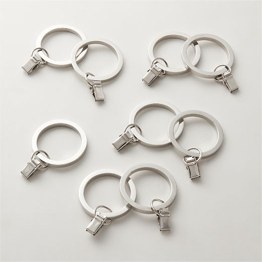 Polished Nickel Curtain Rings with Clips Set of 9