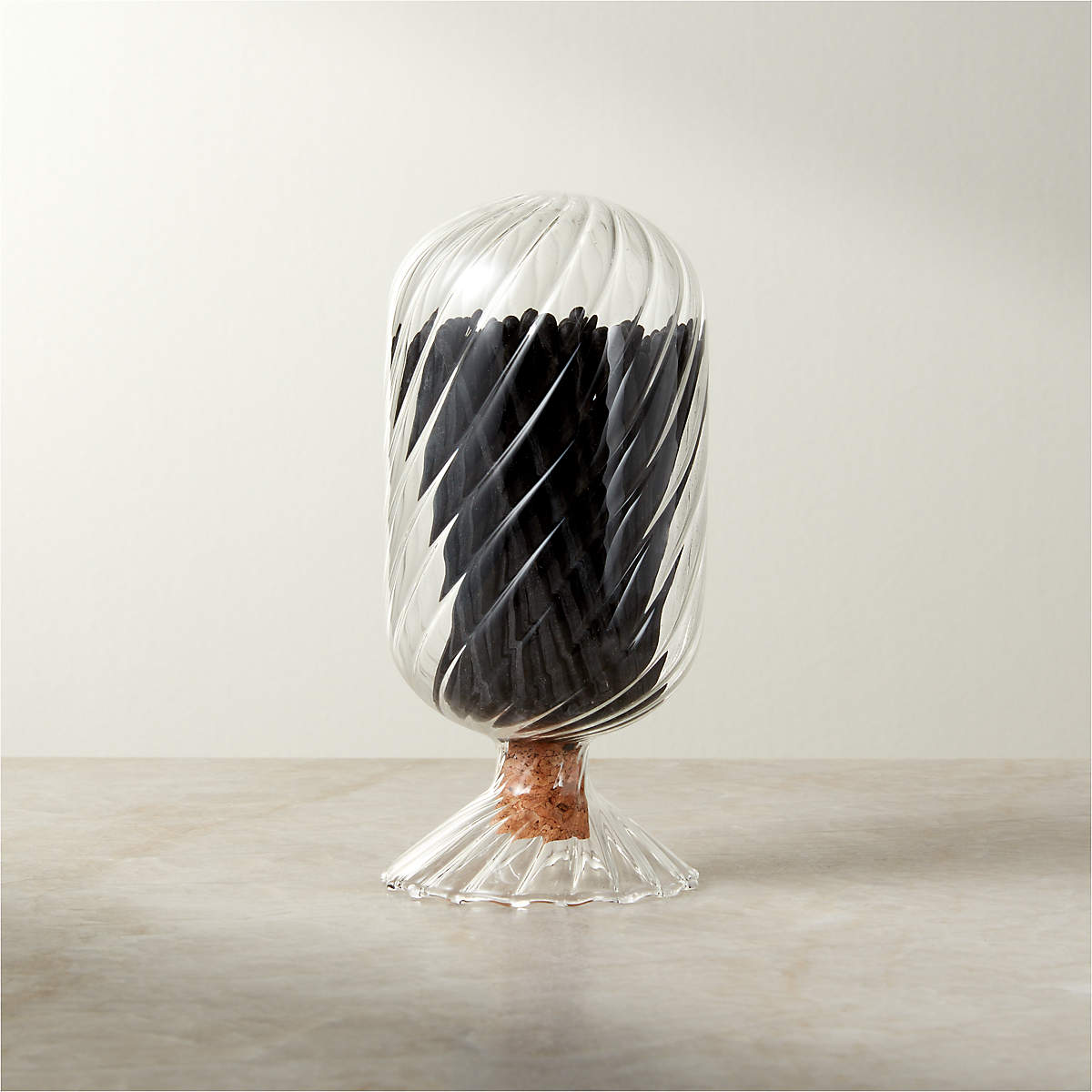 Glass Cloche with Black Matches