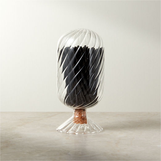 Small Glass Cloche with Black Matches