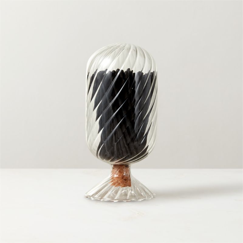View Small Glass Cloche with Black Matches details