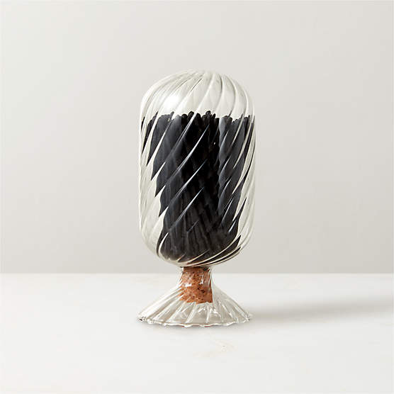 Small Glass Cloche with Black Matches