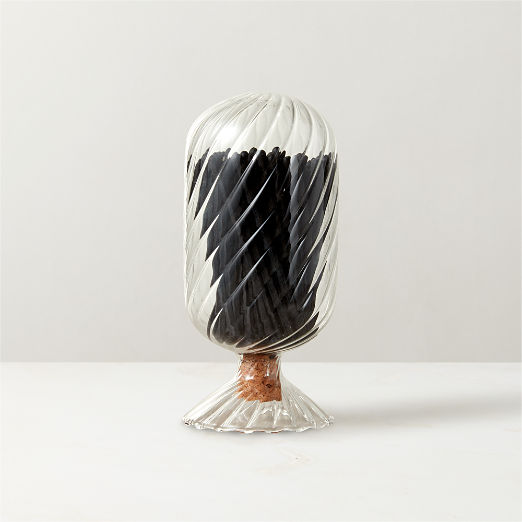 Small Glass Cloche with Black Matches