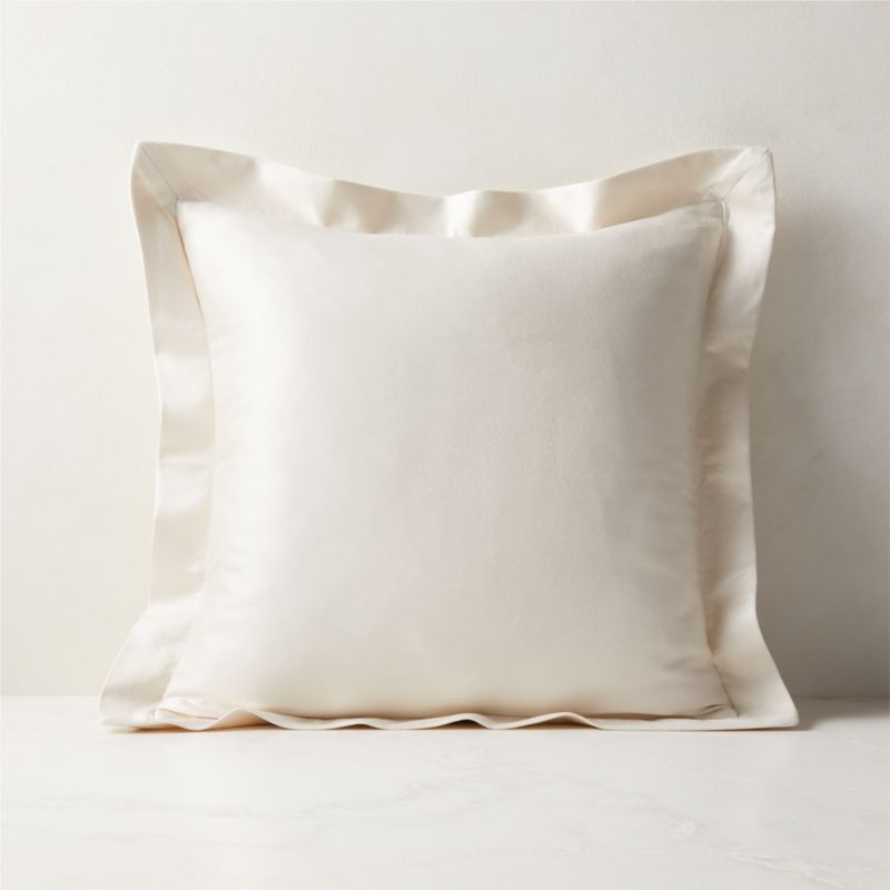 View Cloud Ivory Satin Throw Pillow with Down-Alternative Insert 20" details