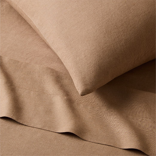 Classic European Linen Cocoa Brown Pillowcases Set of 2