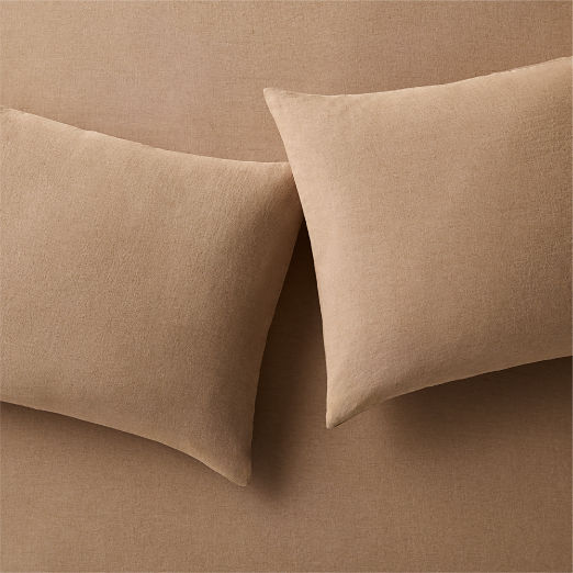Classic European Linen Cocoa Brown Pillowcases Set of 2