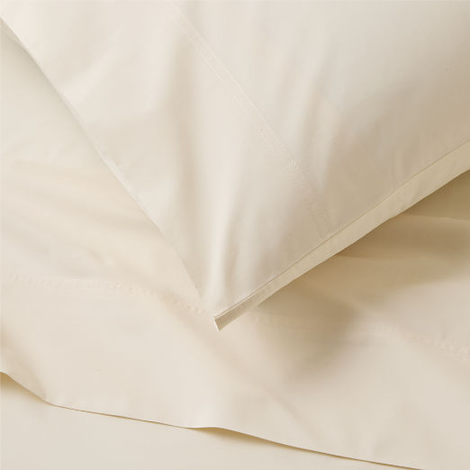 Classic Organic Cotton Percale 400 Thread Count Cream Standard Pillowcases Set of 2