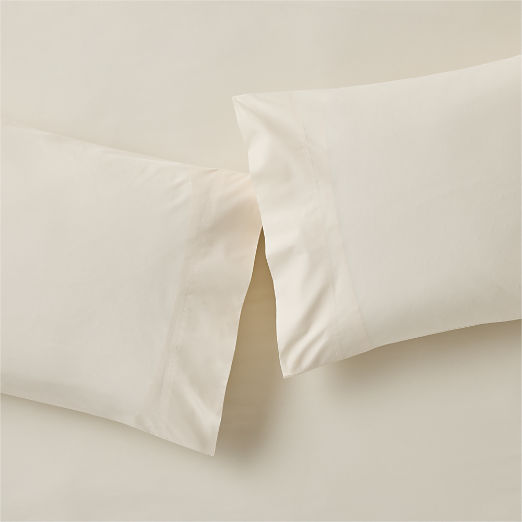 Classic Organic Cotton Percale 400 Thread Count Cream Pillowcases Set of 2