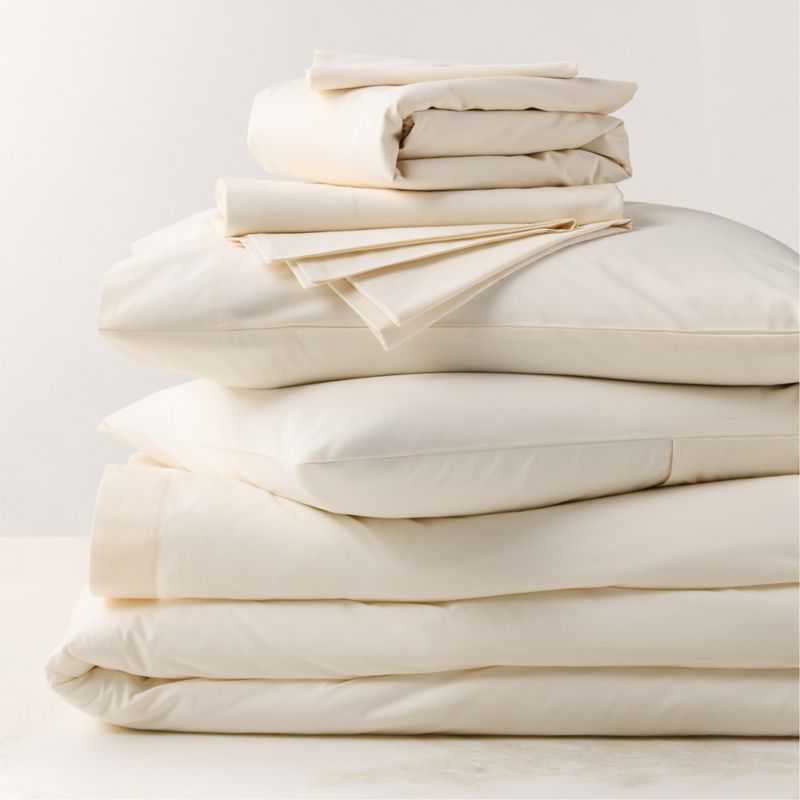 Viewing product image Classic Organic Cotton Percale 400 Thread Count Cream Queen Bedding Set - image 1 of 1