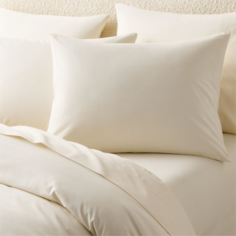 Classic Organic Cotton Percale 400 Thread Count Cream Standard Pillow Shams Set of 2 - image 2 of 6