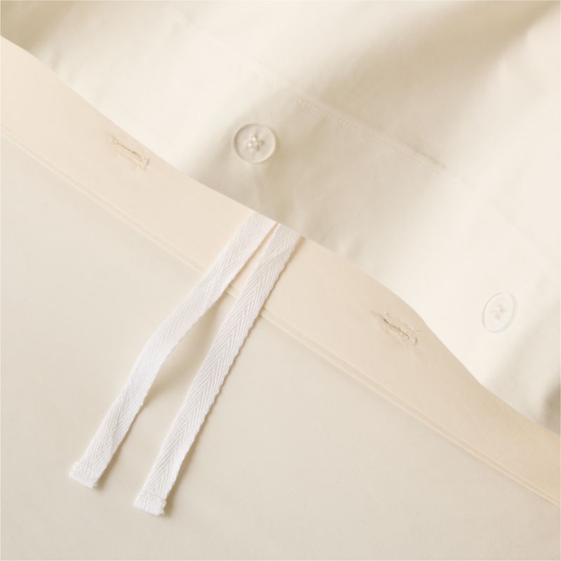 Classic Organic Cotton Percale 400 Thread Count Cream Full/Queen Duvet Cover - image 2 of 4