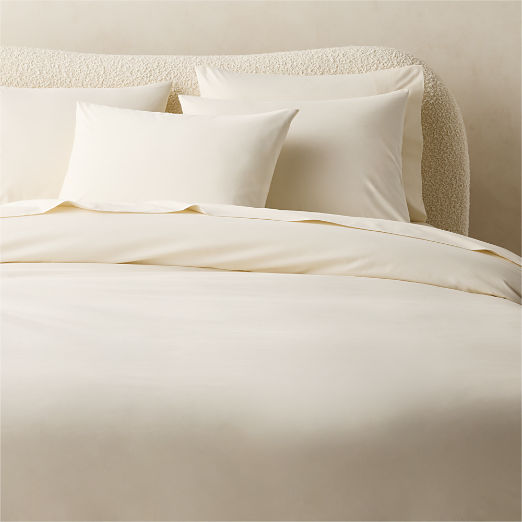 Classic Organic Cotton Percale 400 Thread Count Cream Duvet Cover