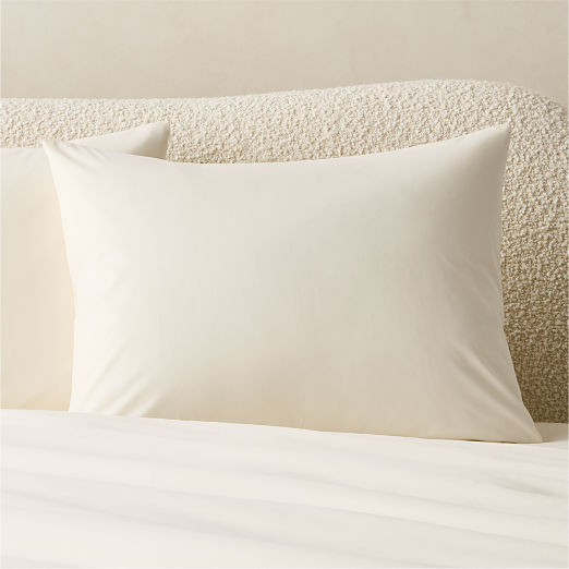 Classic Organic Cotton Percale 400 Thread Count Cream Standard Pillow Shams Set of 2
