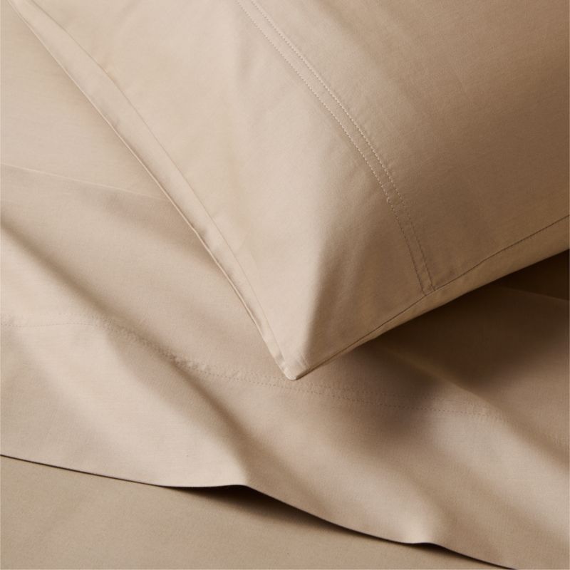 Classic Organic Cotton Sateen 520 Thread Count Light Brown Standard Pillowcases Set of 2 - image 1 of 2