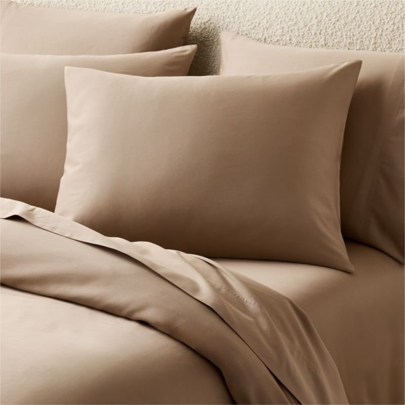Classic Organic Cotton Sateen 520 Thread Count Light Brown Standard Pillow Shams Set of 2 - image 2 of 6