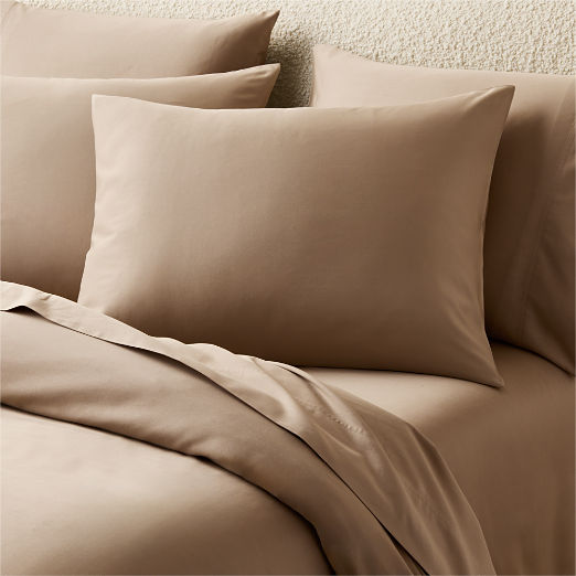 Classic Organic Cotton Sateen 520 Thread Count Light Brown Duvet Cover