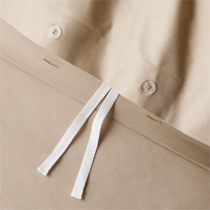 Classic Organic Cotton Sateen 520 Thread Count Light Brown King Duvet Cover - image 2 of 4