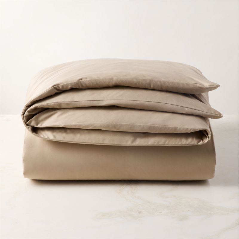 Classic Organic Cotton Sateen 520 Thread Count Light Brown King Duvet Cover - image 3 of 4