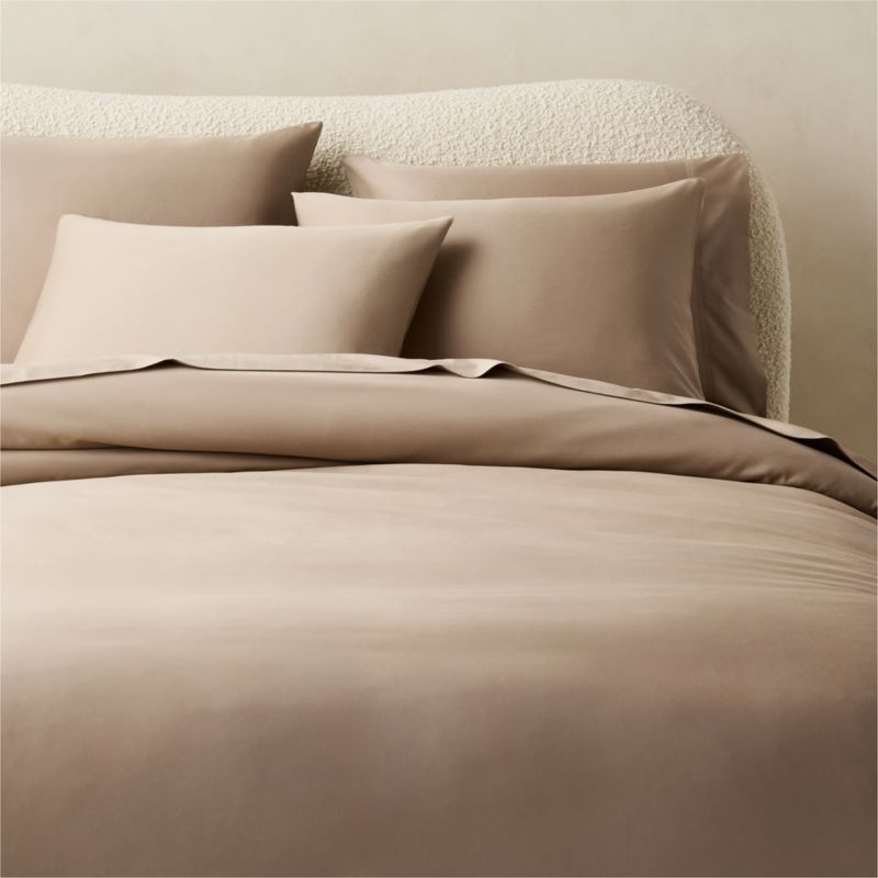 Viewing product image Classic Organic Cotton Sateen 520 Thread Count Light Brown Full/Queen Duvet Cover - image 1 of 4