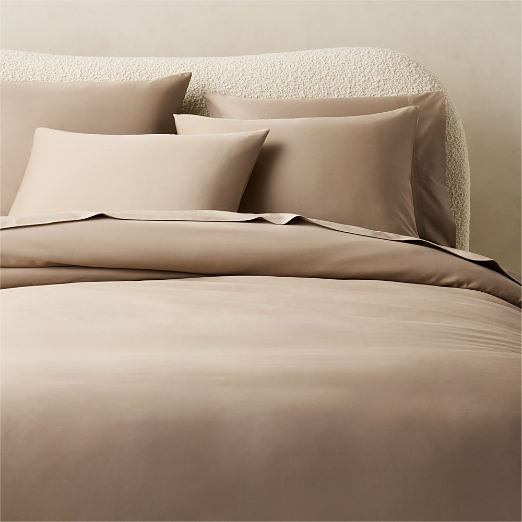 Classic Organic Cotton Sateen 520 Thread Count Light Brown Duvet Cover