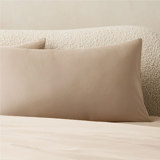 Classic Organic Cotton Sateen 520 Thread Count Light Brown Pillow Shams Set of 2