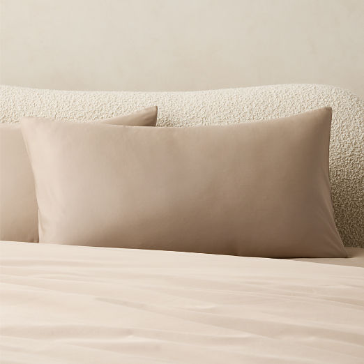 Classic Organic Cotton Sateen 520 Thread Count Light Brown King Pillow Shams Set of 2