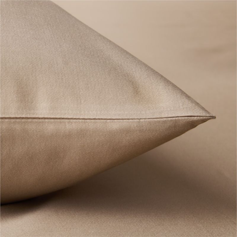 Classic Organic Cotton Sateen 520 Thread Count Light Brown Standard Pillow Shams Set of 2 - image 3 of 6