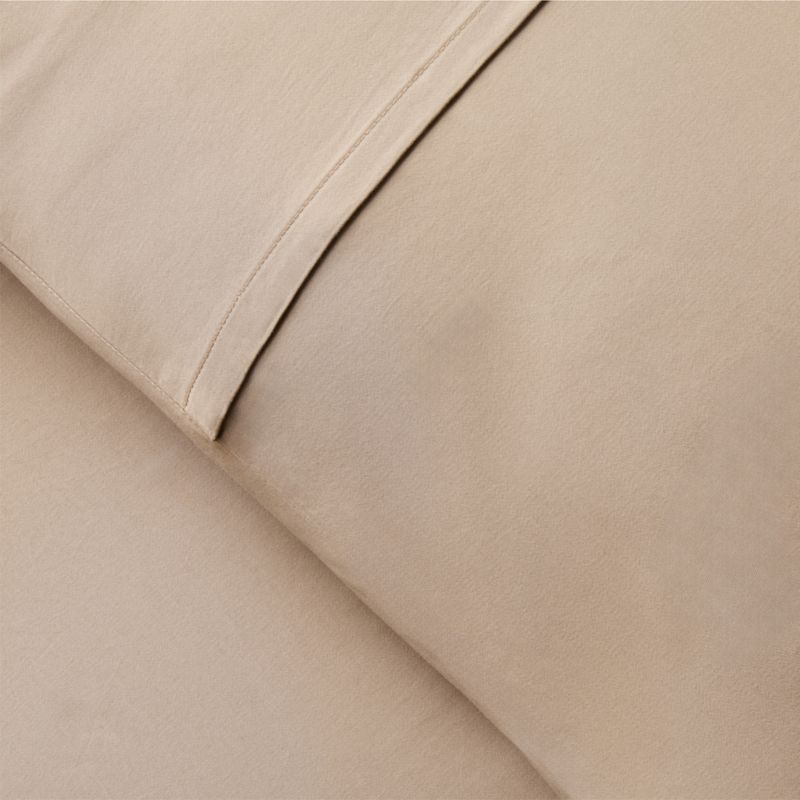 Classic Organic Cotton Sateen 520 Thread Count Light Brown Standard Pillow Shams Set of 2 - image 4 of 6