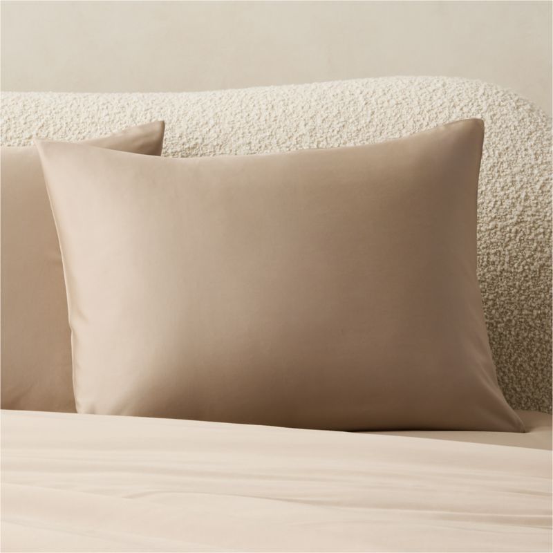 Viewing product image Classic Organic Cotton Sateen 520 Thread Count Light Brown Standard Pillow Shams Set of 2 - image 1 of 6