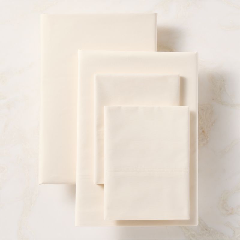 Classic Organic Cotton Percale 400 Thread Count Cream Queen Sheet Set - image 3 of 4