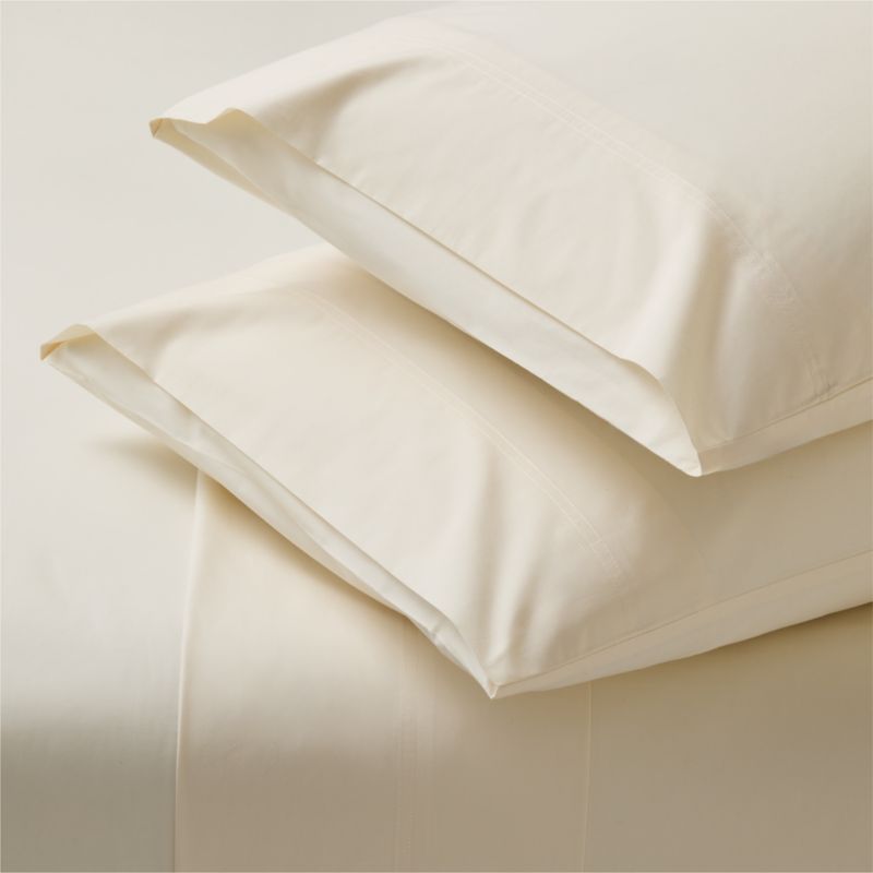 Viewing product image Classic Organic Cotton Percale 400 Thread Count Cream Queen Sheet Set - image 1 of 4