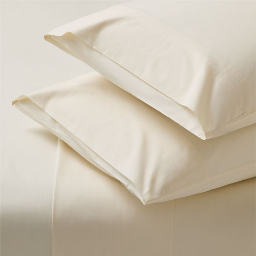 Classic Organic Cotton Percale 400 Thread Count Cream Sheet Set
