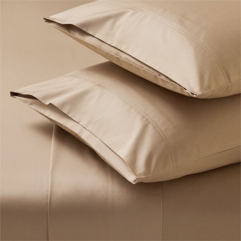 Viewing product image Classic Organic Cotton Sateen 520 Thread Count Light Brown Queen Sheet Set - image 1 of 4