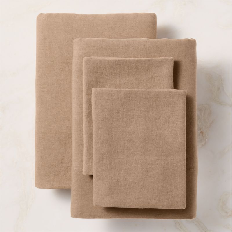 Classic EUROPEAN FLAX™-Certified Linen Cocoa Brown Queen Sheet Set - image 3 of 4