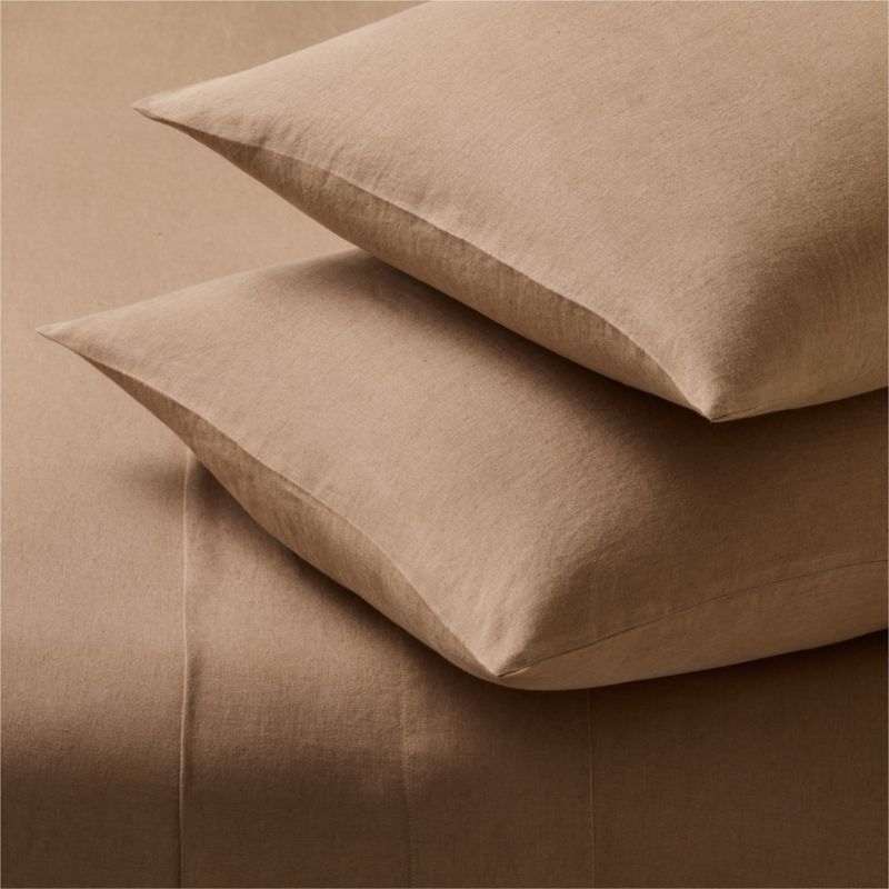 Viewing product image Classic EUROPEAN FLAX™-Certified Linen Cocoa Brown Queen Sheet Set - image 1 of 4