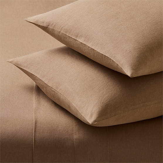Classic European Linen Cocoa Brown Queen Sheet Set