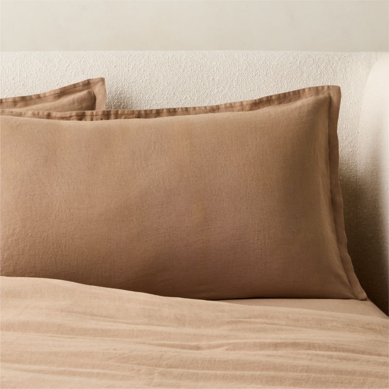 Classic EUROPEAN FLAX™-Certified Linen Cocoa Brown Standard Pillow Shams Set of 2 - image 1 of 6