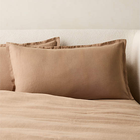 Classic European Linen Cocoa Brown King Shams Set of 2