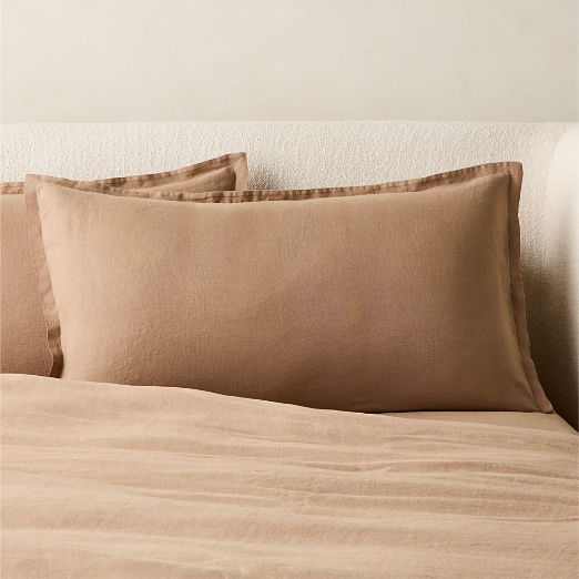 Classic European Linen Cocoa Brown King Shams Set of 2