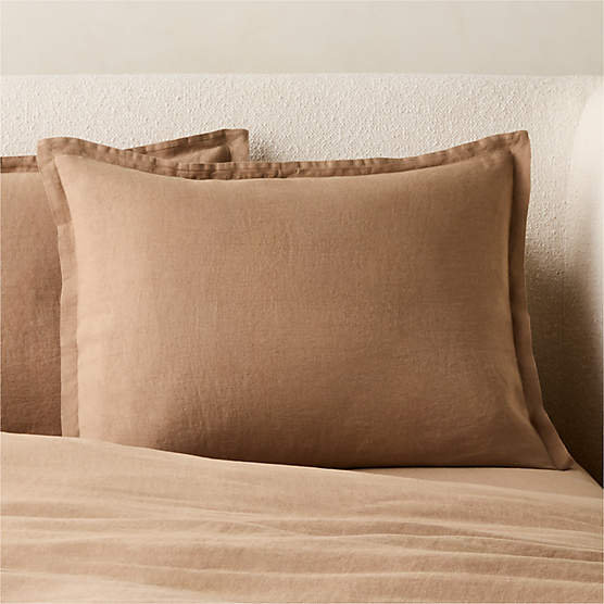 Classic European Linen Cocoa Brown Standard Shams Set of 2