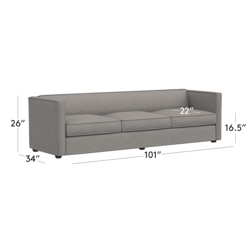 View Club 101" Grey Fabric 3-Seater Sofa - image 3 of 7