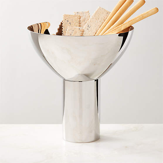 Clyme Polished Stainless Steel Pedestal Serving Bowl