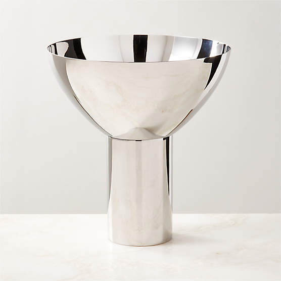 Clyme Polished Stainless Steel Pedestal Serving Bowl