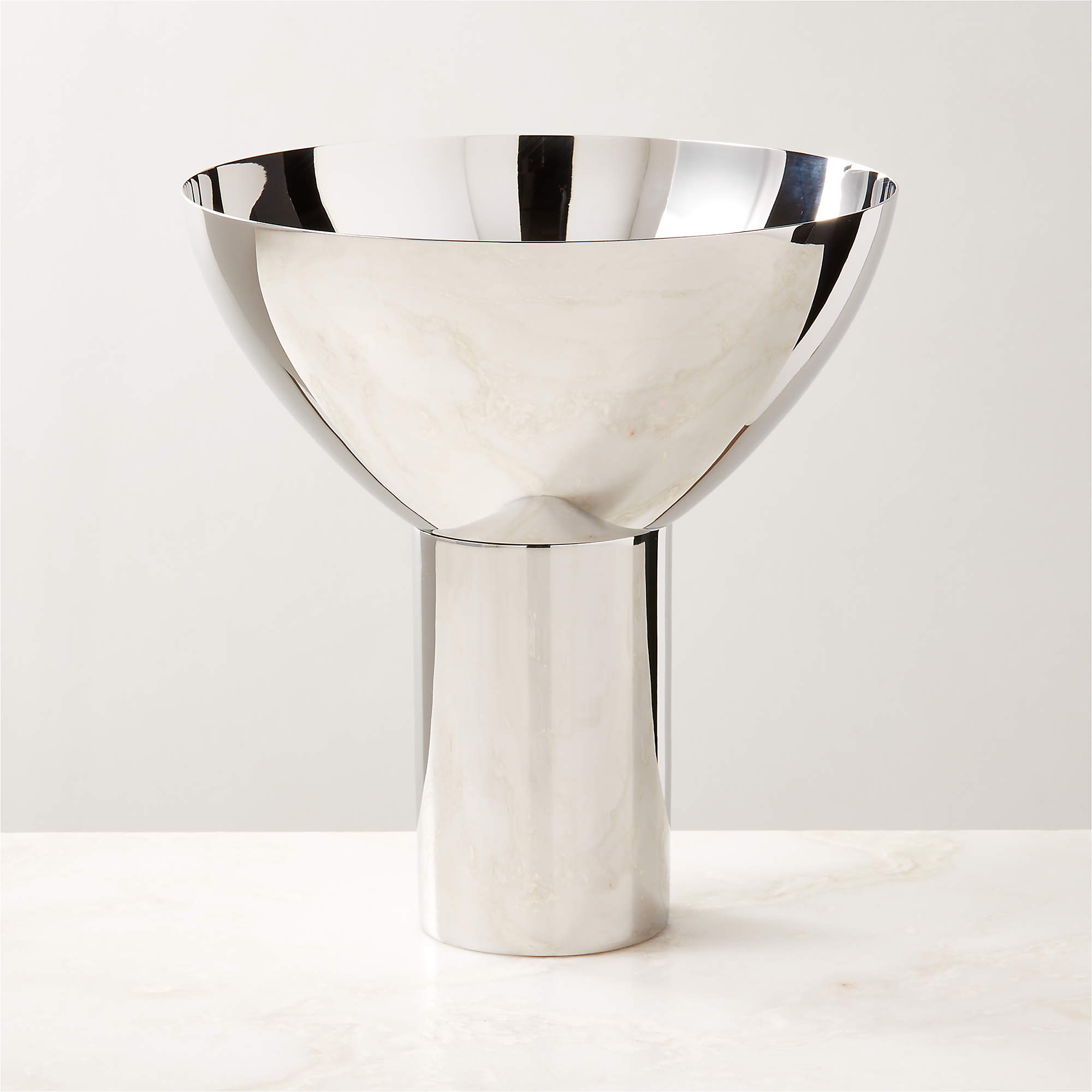 Clyme Polished Stainless Steel Pedestal Serving Bowl CB2