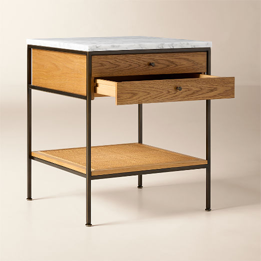 Connoisseur 2-Drawer Light Oak Nightstand with Marble Top Model 8714 by Paul McCobb