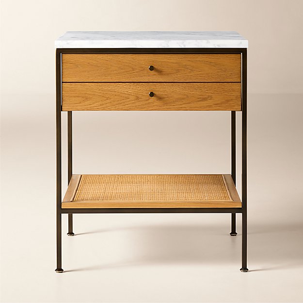 Connoisseur 2-Drawer Light Oak Nightstand with Marble Top Model