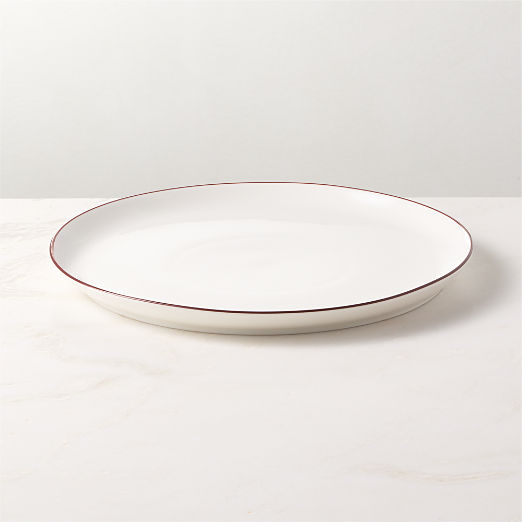 Contact Round Red Rim Ceramic Serving Platter