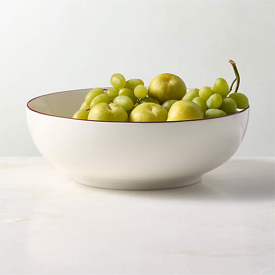Contact Red Rim Ceramic Serving Bowl Small